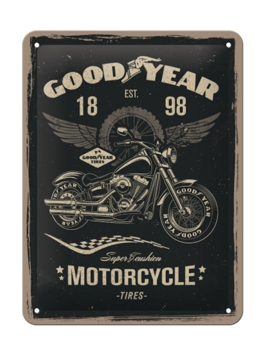 Nostalgic Art Unterschrift Wanddekoration aus Metallisch Goodyear - Motorcycle 15x10x20cm 1pcs