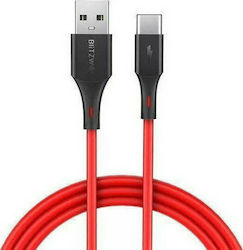 BlitzWolf BW-TC15 USB 2.0 Кабел USB-C мъжки - USB-A мъжки Червен 1.8м