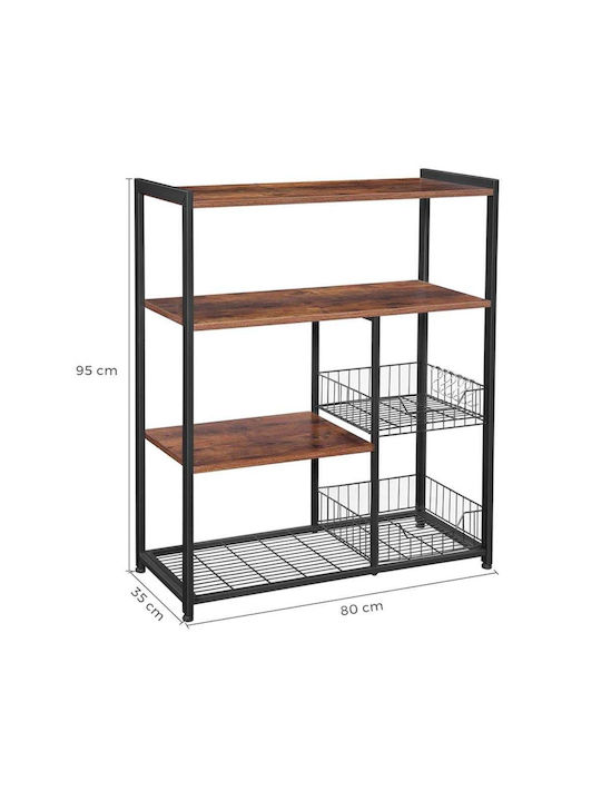 Vasagle Kitchen Rack Wooden in Black Color 3 Slots 80x35x95cm