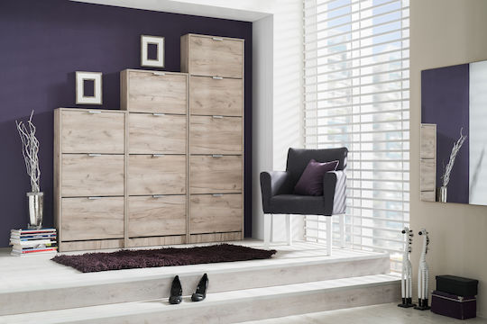 Ξύλινη Παπουτσοθήκη Base 15 με 5 Ράφια Grey Oak Μ58xΠ18xΥ191.5cm