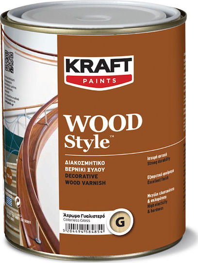 Kraft Wood Style Βερνίκι Επιφάνειας Πολυουρεθάνης Διαλύτου Άχρωμο Σατινέ 2.5lt