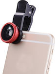 Phone Camera Lens Set Fisheye / Macro / Wide Angle 0.67x 3pcs in Red Colour