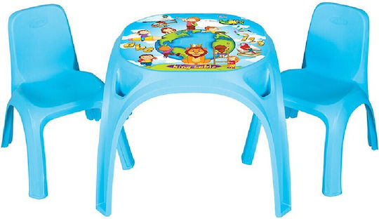 Set Masă cu Scaune pentru Copii din Plastic Albastru Pilsan