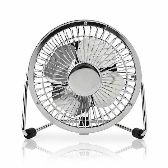 Nedis USB Office/Home Rotating Fan Silver Metal Mini Fan FNDK1CR10