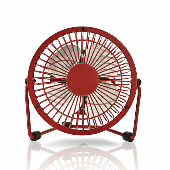 Nedis USB Office/Home Rotating Fan Red Metal Mini Fan FNDK1RD10