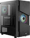 Aerocool Menace Saturn RGB Gaming Midi Tower Κουτί Υπολογιστή με Πλαϊνό Παράθυρο Μαύρο