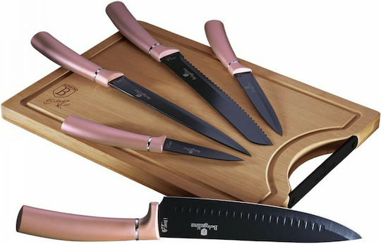 Berlinger Haus Rectangular Wooden Chopping Board Set with Knives i-Rose 6pcs