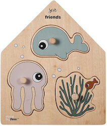 Lemnos Puzzle pentru Copii cu Îmbinări Sea Friends 3buc Done by Deer