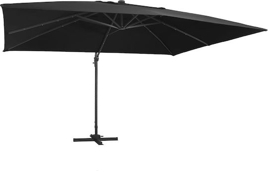 Hängender Quadratischer Aluminium-Garten- und Terrassen-Sonnenschirm Schwarz 4x3m
