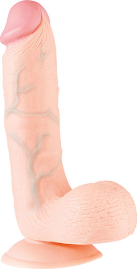 Dream Toys Real Stuff Duo Density Cock with Balls Glass Dildo with Balls and Suction Cup Flesh 23cm