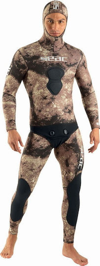 Seac Gannet Full Diving Suit Shaved with Chest Pad for Spearfishing Camouflage Brown 3mm 00102522700