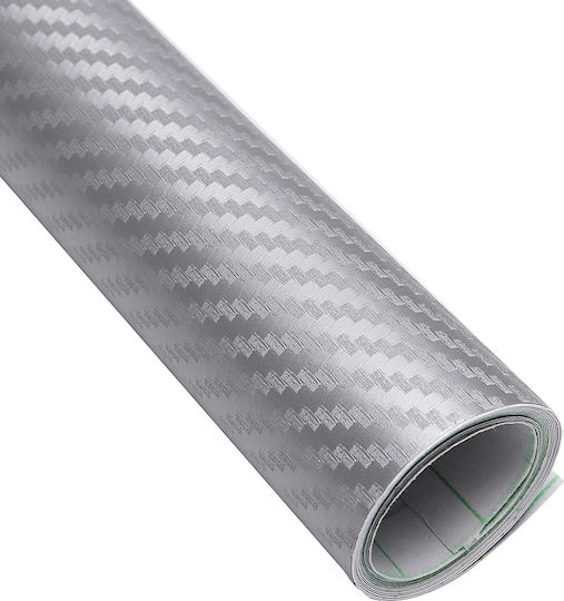 Αυτοκόλλητη Ταινία Αυτοκινήτου Carbon 152 x 150cm σε Ασημί Χρώμα