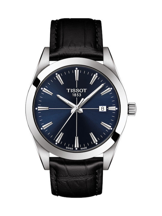 Tissot T-Classic Ρολόι Μπαταρίας με Δερμάτινο Λουράκι σε Μαύρο χρώμα