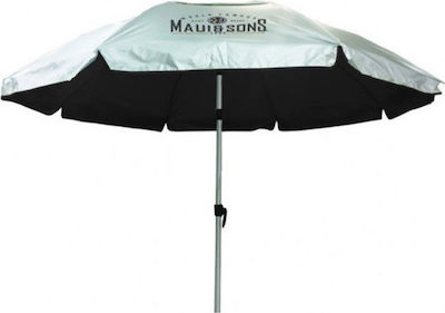 Maui & Sons 1560 Foldable Beach Umbrella Aluminum Diameter 2.2m with UV Protection and Air Vent Black