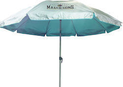 Maui & Sons 1560 Foldable Beach Umbrella Aluminum Diameter 2.2m with UV Protection and Air Vent Light Blue