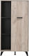 Umbria POP Floor-standing Living Room Display Cabinet made of Particleboard Grey Oak / Black 67.5x33x130.5cm