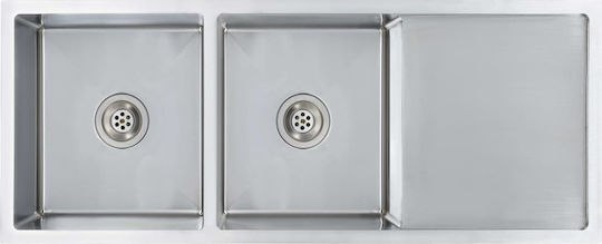 vidaXL Drop-In Sink Inox Brushed W111.5xD44cm Silver