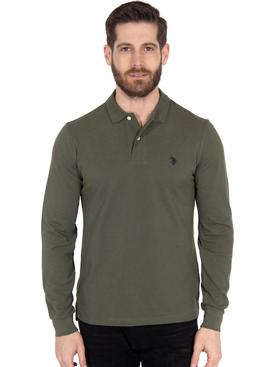 U.S. Polo Assn. Herren Langarmshirt Polo Khaki