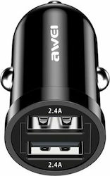 Awei Autoladegerät Schwarz C-826 Gesamtleistung 2.4A Schnellladung mit Anschlüssen: 2xUSB