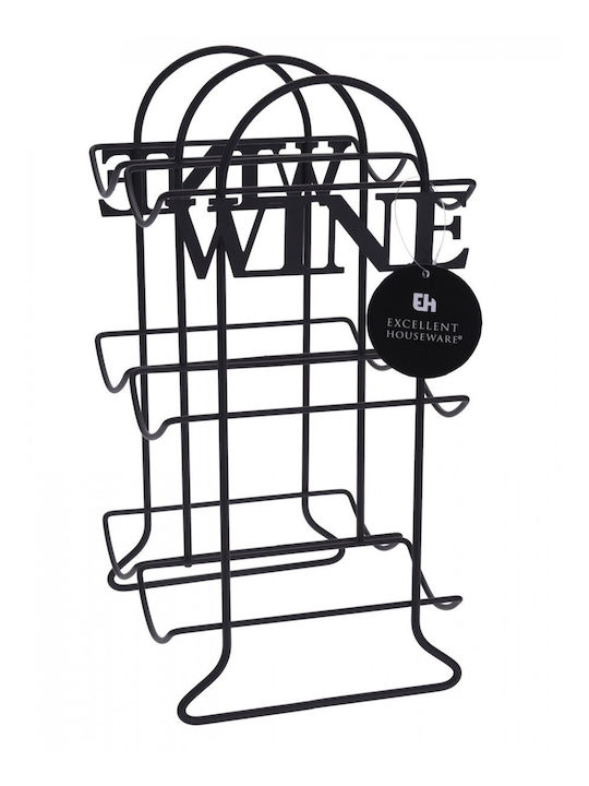 Excellent Houseware Tabletop Suport pentru Sticle Metal pentru 6 Sticle Neagră 21x17x33εκ.