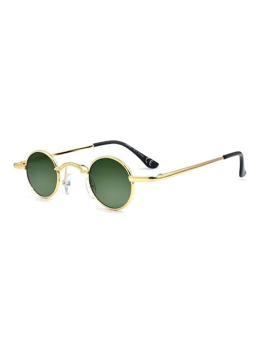 Awear Pico Men's Sunglasses with Gold Tartaruga Metal Frame and Green Lens