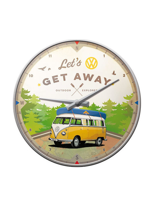 Nostalgic Art VW Bulli Wanduhr Metallisch Mehrfarbig Ø31cm