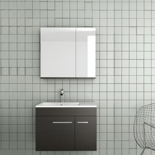 Orabella Raven 75 Blat cu Lavoar & Oglindă L75xW46xH50cm Negru