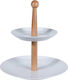 Excellent Houseware Εταζέρα 2 Ορόφων από Πορσελάνη Λευκή Ø24cm
