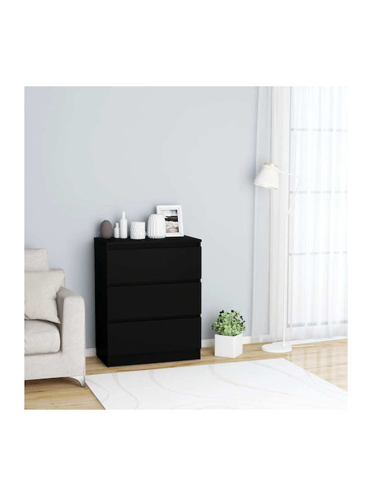 Kommode Schlafzimmer Holz mit 3 Schubladen Schw...