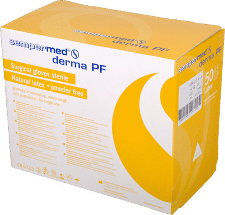 Sempermed Derma PF Natural Latex Powder Free Surgical Gloves Sterile