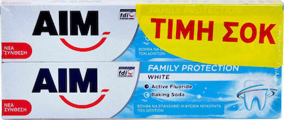 AIM Family Protection White Οδοντόκρεμα για Λεύκανση 2x75ml