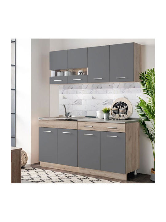 Dalila Floor / Wall Kitchen Cabinets Set Grey O...