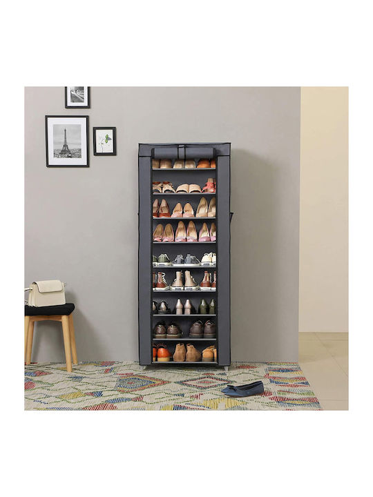 Organizatoare Pantofi Din Textil Cu 9 Rafturi Gri L58xA28xÎ160cm