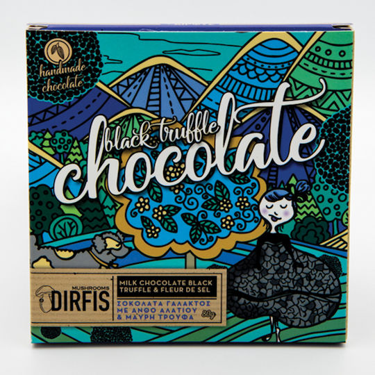 Manitaria Dirfys Handmade Chocolate Milk Salt blossom and black truffle Sugar-Free 80gr