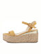 Women's Leather Ankle Strap Platforms Tabac Brown