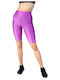 Glow Up + Fit 17-2002 Training Women's Bike Leggings Shiny and High Waist Purple