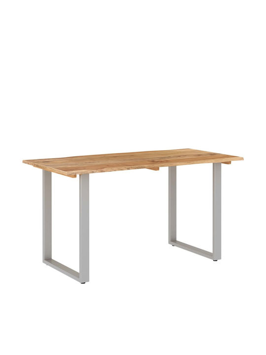 Table Dining Room from Solid Wood & Metal Natural 140x70x76cm