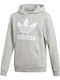 Kids Sweatshirt with Hood and Pockets Gray Trefoil