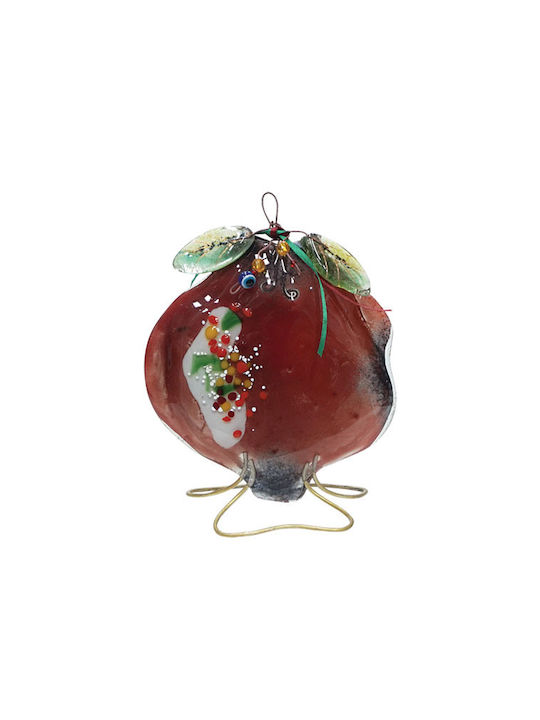 Marhome Tabletop Lucky Charm Pomegranate Red made of Glass 15.5x15.5cm 1pcs