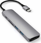 Satechi Slim Aluminum USB-C Stație de andocare cu HDMI 4K PD Gri