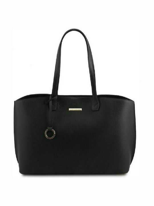 Tuscany Leather TL Δερμάτινη Γυναικεία Τσάντα Shopper 'Ωμου Μαύρη