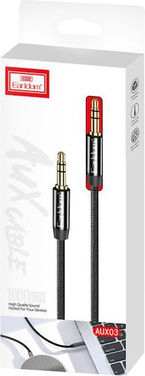 Earldom Καλώδιο Ήχου 3.5mm male - 3.5mm male Μαύρο 1m με Επίχρυσους Ακροδέκτες ET-AUX03