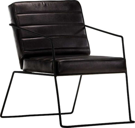 Armchair from Genuine Leather Black 52x70x71cm