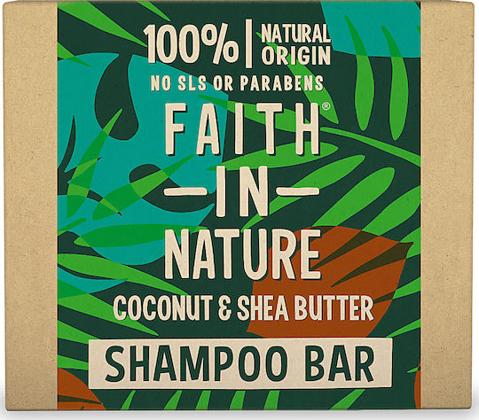 Faith in Nature Coconut & Shea Butter Solid Shampoos Reconstruction/Nourishment & Hydration for All Hair Types 85gr