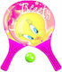 Tweety Kids Beach Rackets Kids Rackets 35x17cm with Ball