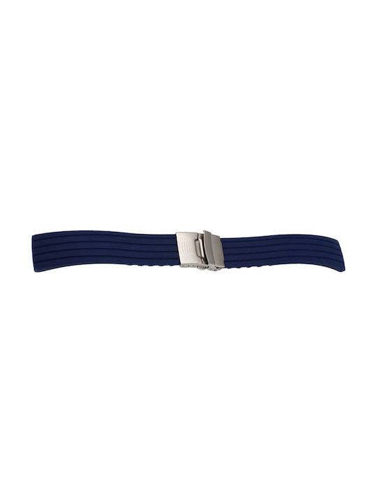 Strap PU with curl Blue 22mm