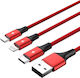 Unitek Geflochten USB zu Blitzschlag / Typ-C,TC-TC / Micro-USB Kabel 3A Rot 1.2m (C4049RD)