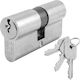 Domus Lock Cylinder Security 54mm (27-27) with 3 Keys Silver