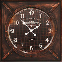 ARlight TGR-A-44 Αντικέ Ρολόι Τοίχου Μεταλλικό Καφέ 60x60cm