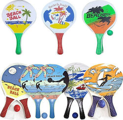 Summertiempo Kids Beach Rackets Set of 2 Kids Beach Rackets 37x24cm with 1 Ball